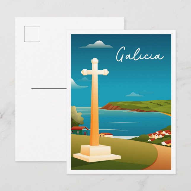 Carte Postale Aquarelle de voyage Galice Espagne (Devant / Derrière)