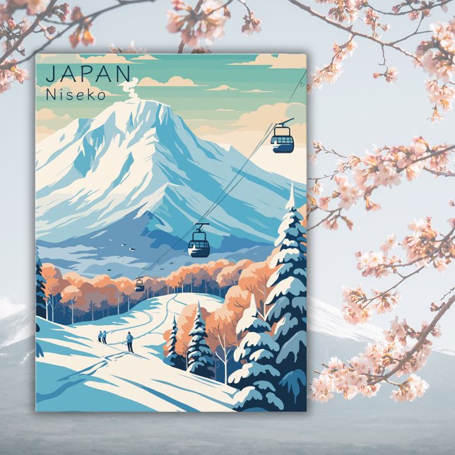 Carte Postale Aquarelle de voyage Retro Japon Niseko (Créateur téléchargé)