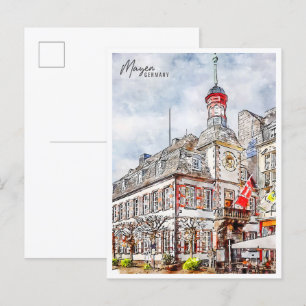 Carte Postale Aquarelle de voyage vintage Mayen Allemagne