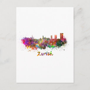 Carte Postale Aquarelle de Zurich
