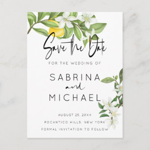 Carte Postale Aquarelle décontractée Fleur de citron Enregistrer