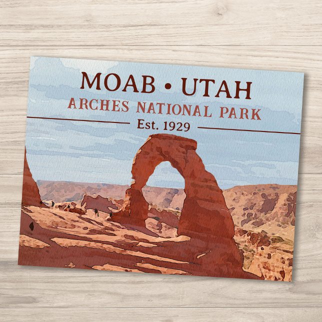 Carte Postale Aquarelle Delicate Arch Moab Utah National Park (Créateur téléchargé)