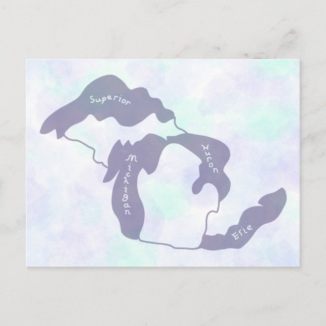 Carte postale aquarelle des Grands Lacs du Michiga (Devant)