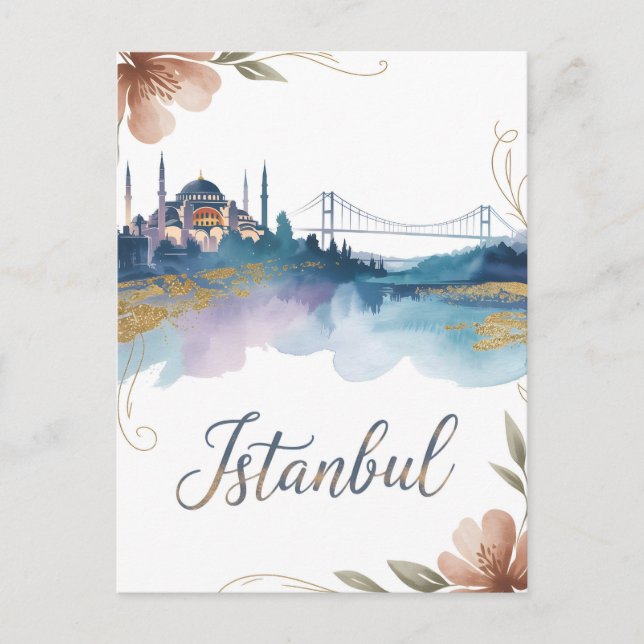 Carte Postale Aquarelle d'Istanbul (Devant)