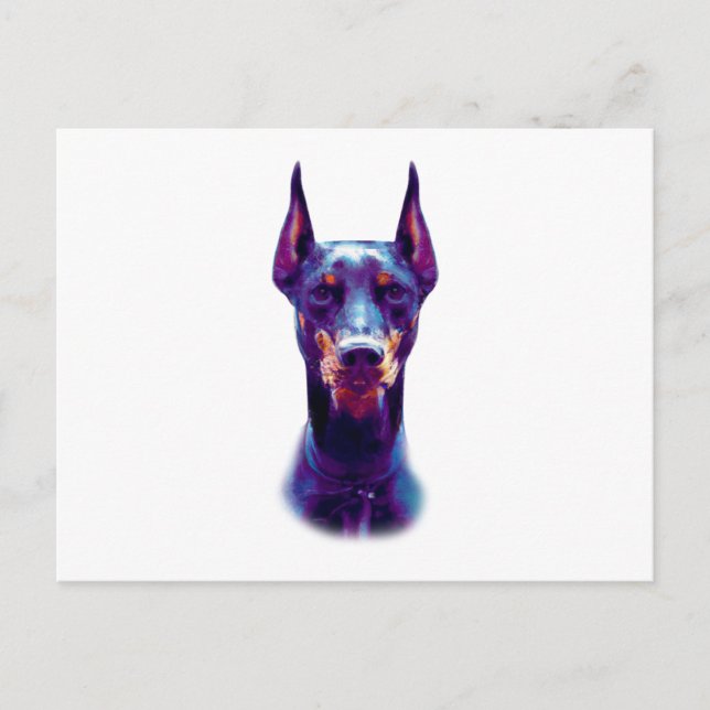 Carte Postale Aquarelle Doberman Pinscher (Devant)