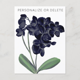 Carte Postale Aquarelle d'orchidée blanche noire Floral Personna