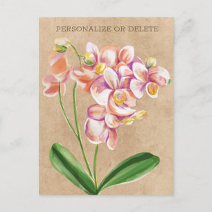 Carte Postale Aquarelle d'orchidée rousse Chic Floral Personnali