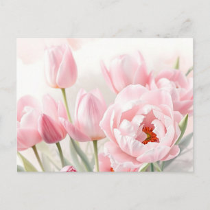 Carte Postale Aquarelle douce Arrière - plan floral avec tulipes