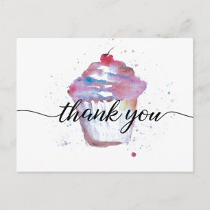 Carte Postale Aquarelle douce cupcake Pas de logo Boulangerie