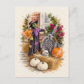 Carte postale aquarelle du cimetière de sorcière d