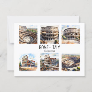 Carte Postale Aquarelle du Colisée Rome attractions touristiques