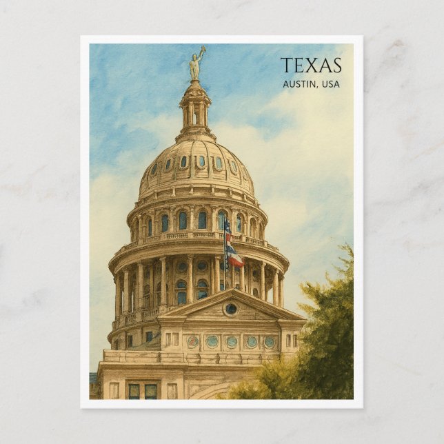 Carte postale aquarelle du dôme du Capitole d'Aust (Devant)