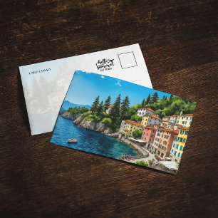 Carte postale Aquarelle du lac de Côme Italie