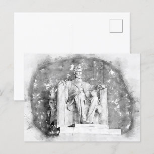 Carte Postale aquarelle du Lincoln Memorial