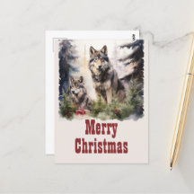 Aquarelle du loup de Noël