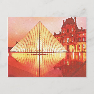 Carte Postale Aquarelle du musée Paris Louvre