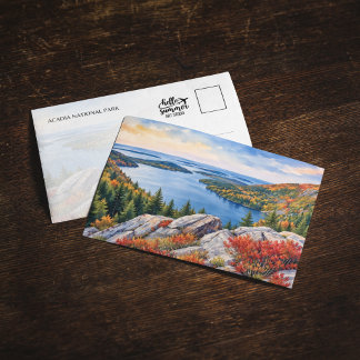 Carte postale aquarelle du parc national d'Acadia 