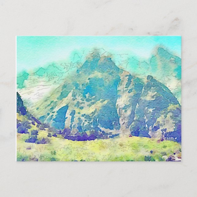 Carte Postale Aquarelle du paysage de montagne (Devant)