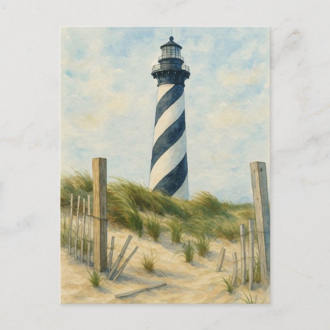 Carte Postale Aquarelle du phare de Cape Hatteras (Devant)
