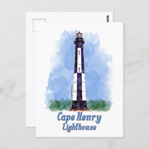 Carte Postale Aquarelle du phare de Cape Henry - Virginie