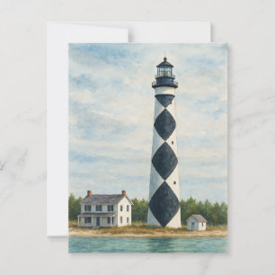 Carte Postale Aquarelle du phare de Cape Lookout