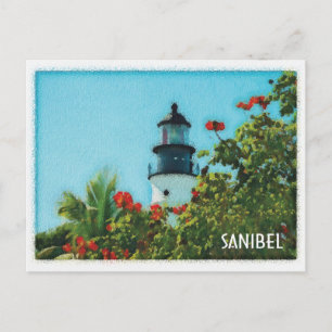 Carte Postale Aquarelle du phare de Sanibel Florida