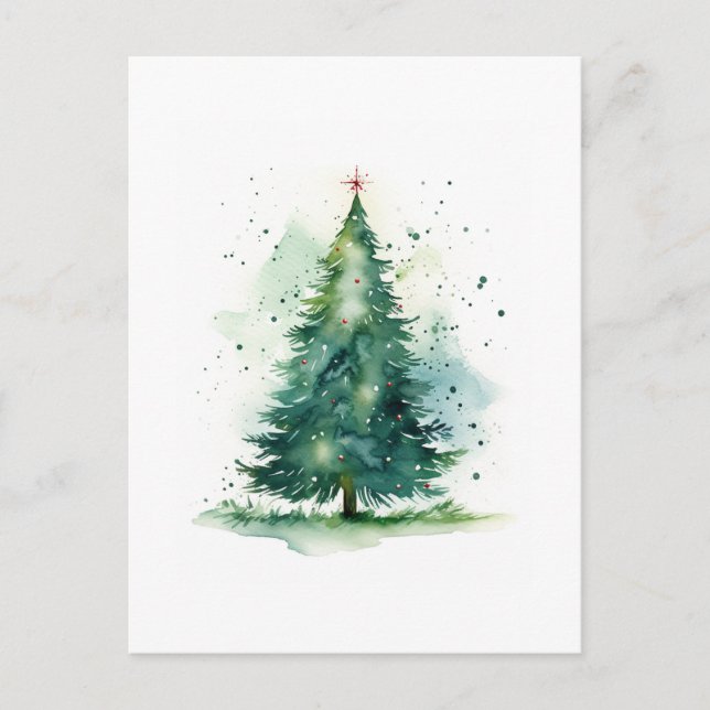 Carte Postale Aquarelle du sapin de Noël (Devant)