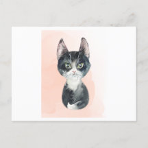 Aquarelle d'un chat drôle et moelleux