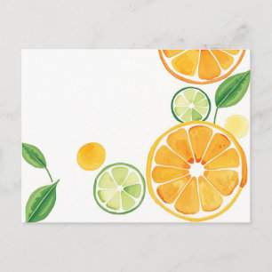 Carte Postale Aquarelle en Citrus vive sur le beige doux