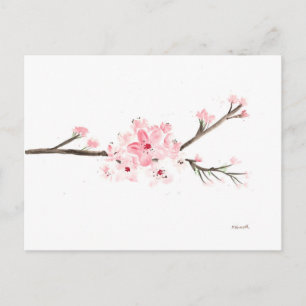 Carte Postale Aquarelle en fleurs de cerisier