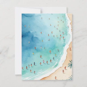 Carte Postale Aquarelle estivale tendance Ocean Beach Wave