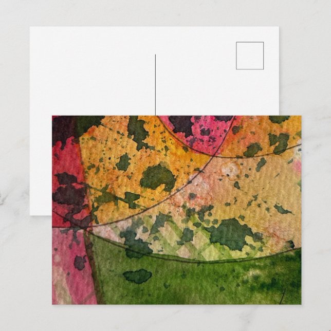 Carte Postale Aquarelle Et Encre Expressionnisme Abstrait Art (Devant / Derrière)