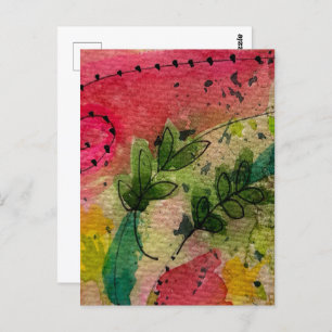 Carte Postale Aquarelle Et Encre Impressionnisme Abstrait Art