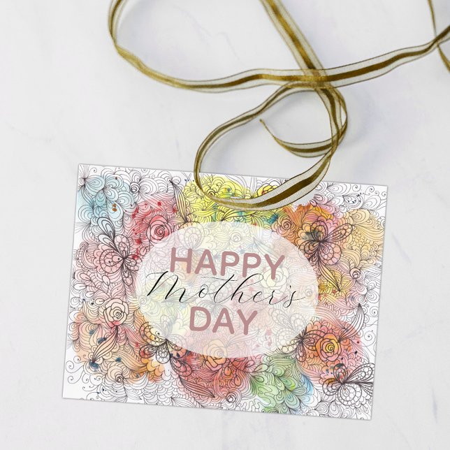 Carte Postale Aquarelle et encre Pastel Floral Art Fête des Mère (Créateur téléchargé)