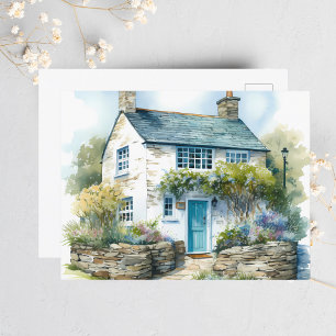 Carte Postale Aquarelle été Anglais Pays Cottage