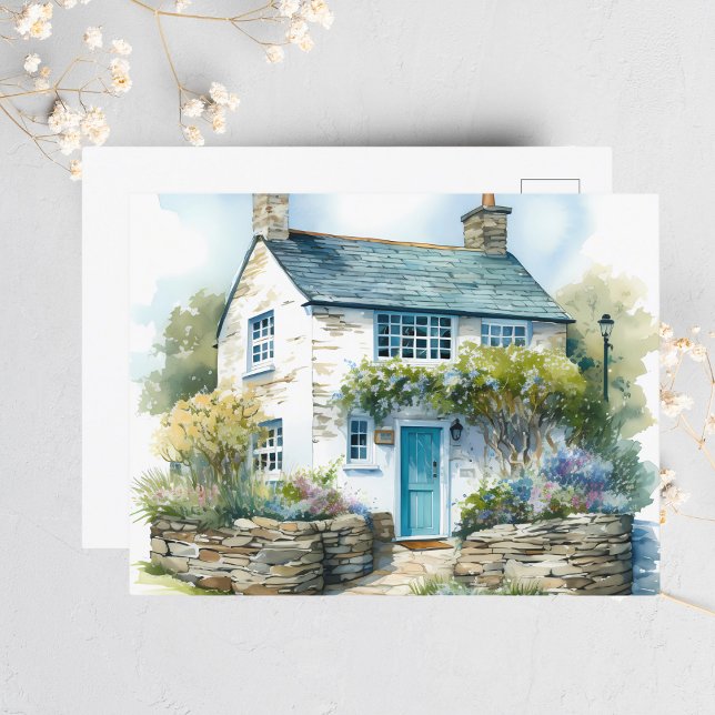 Carte Postale Aquarelle été Anglais Pays Cottage (Créateur téléchargé)