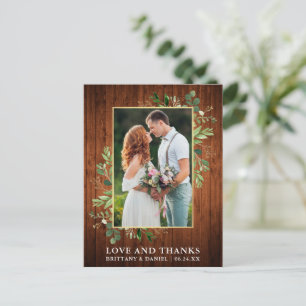 Carte Postale Aquarelle Eucalyptus Bois Mariage Amour Merci