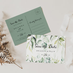 Carte Postale Aquarelle Eucalyptus Horizontal Enregistrer la dat