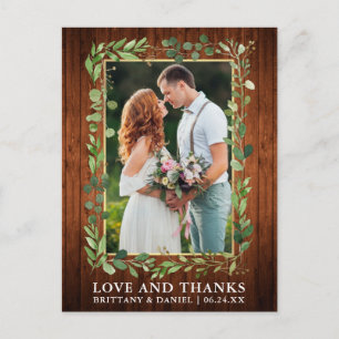 Carte Postale Aquarelle Eucalyptus Wood Gold Love and Thanks