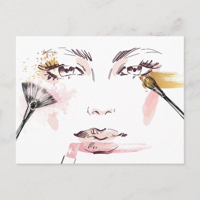 Carte Postale Aquarelle face maquillage (Devant)