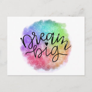 Carte Postale Aquarelle Faux Galaxy Rainbow Dream Big