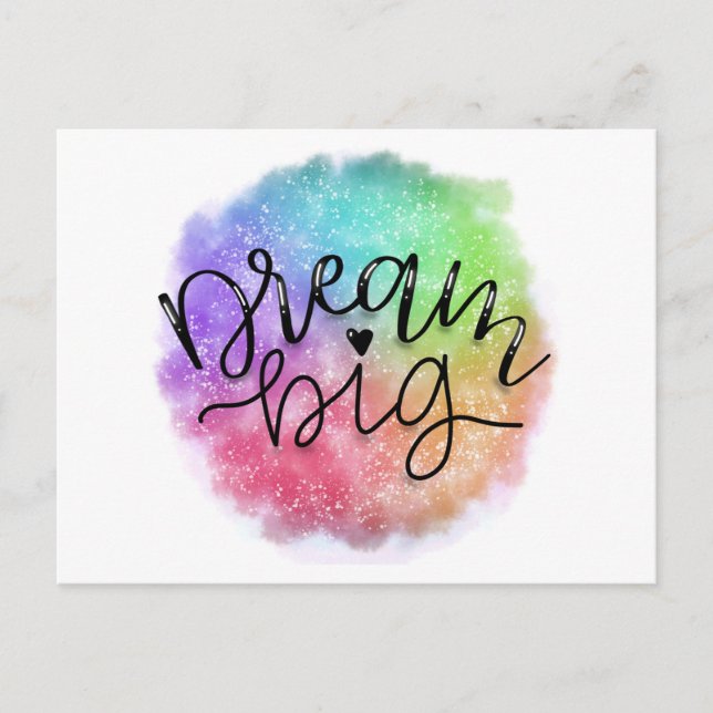 Carte Postale Aquarelle Faux Galaxy Rainbow Dream Big (Devant)