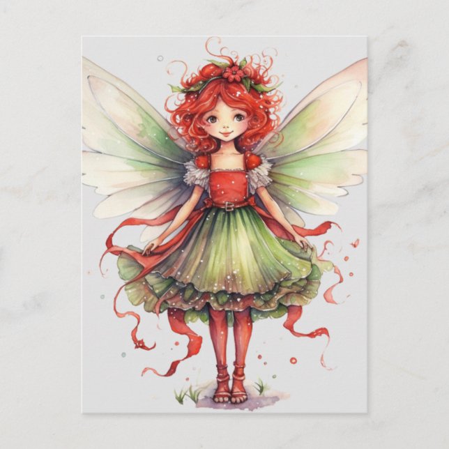 Carte Postale Aquarelle Fée de Noël (Devant)