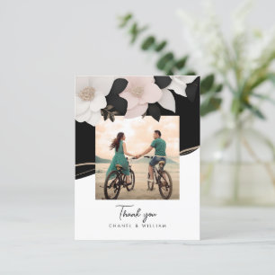 Carte Postale Aquarelle feuillage photo mariage merci