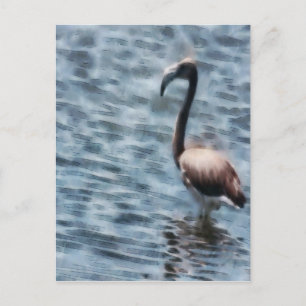 Carte Postale Aquarelle flambant Flamant rose