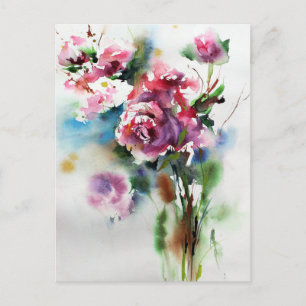 Carte Postale Aquarelle Fleur de la peinture