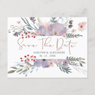 Carte Postale Aquarelle Fleur sauvage cuivre ENREGISTRER LA DATE