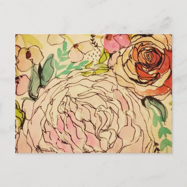 Carte Postale Aquarelle fleurie 1 (Devant)