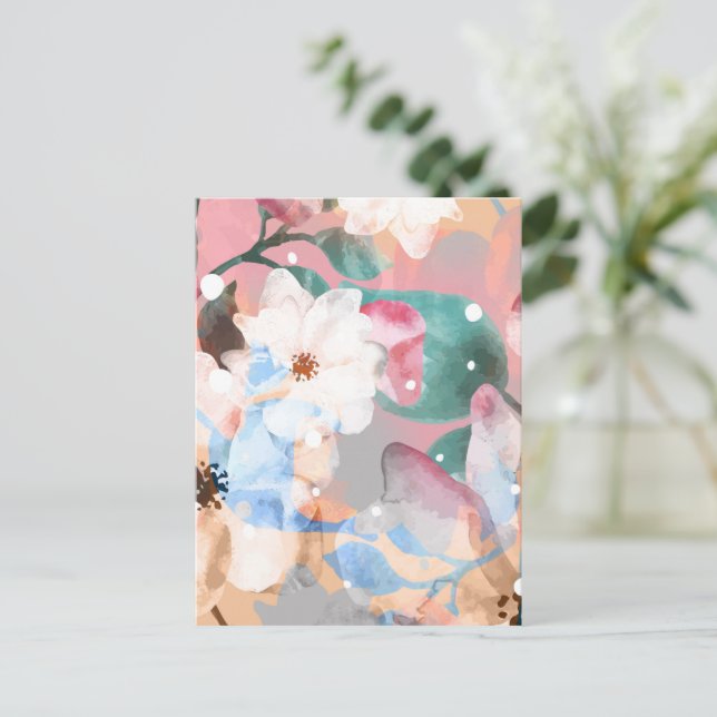Carte Postale Aquarelle Fleurs Abstraites 1 (Debout devant)