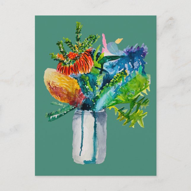 Carte Postale aquarelle fleurs australiennes (Devant)